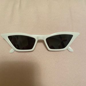 White Mini Cat-Eye Sunglasses